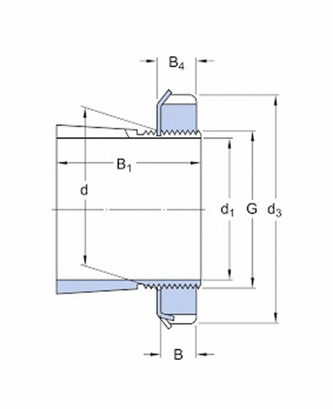H220 Bearing Housing Adapter Sleeve with Lock Nut & Washer technical drawing with dimensions labeled.