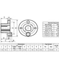 Technical diagram of H Style 24mm Split Taper Bushing for Pulleys and Sheaves, carbon steel with keyseat dimensions.