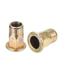 Half Hex Body Flange Rivet Nut Set M6 Carbon Steel Zinc Plated Threaded Insert Nuts with Knurled Body for secure grip.