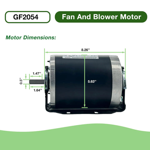 Half Horsepower Blower Motor For 115V HVAC Systems Belt Drive 1725 RPM 60 Hz 48 Frame 7.2A Reversible Rotation Replacement