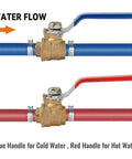 Ten Pack PEX Ball Valve One Half Inch Full Port Quarter Turn Crimp Shut Off Valve For Hot And Cold Water Red And Blue Pack