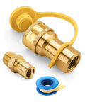 Half Inch LP Gas Quick Connect Fittings Kit With Male Insert Plug, Half Inch Natural Gas Propane Quick Disconnect, 100 Percent Solid Brass