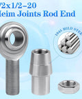 1/2 x 1/2-20 Heim joint rod end kit with chromoly joints, right and left threads, heat treated, zinc plated, includes spacers and nuts