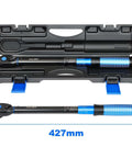 UPGRADE 1/2" Drive Click Torque Wrench, 10-180 ft.lb, Dual-Direction Adjustable, with case, shown with blue handle.