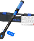 UPGRADE 1/2" Drive Click Torque Wrench, 10-180ft.lb, dual-direction with blue handle, shown with case and inspection certificate