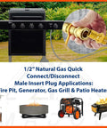 Quick Connect Brass Gas Fitting For Propane And Natural Gas, One Half Inch Male NPT To One Half Inch Male NPT Quick Disconnect
