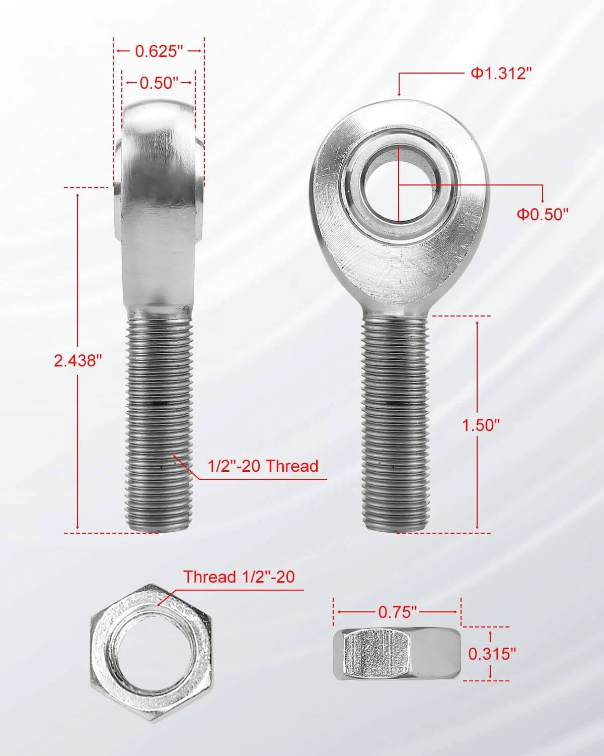 1/2 Inch Chromoly Heim Joint Rod End Kit LH RH ✓