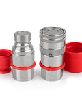 Half Inch NPT Flat Face Hydraulic Quick Couplers Kit With Two Dust Covers for skid steer and machinery