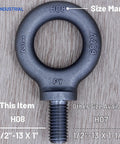 Two Pack 1/2-13 Eye Bolts Lifting Eyebolts Heavy Duty Industrial Grade For Hoisting And Rigging Forged Quenched and Tempered