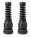 Half Inch NPT Flexible Cable Gland With Spiral Pigtail Cord Grip Strain Relief Two Pack standing front view