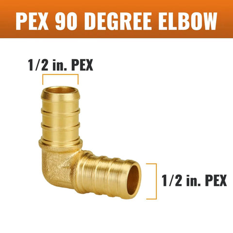 One Half Inch Pex Fittings 25 Pack 90 Degree Elbows Lead Free Brass Plumbing Fittings NSF ANSI 61 Certified UPC Listed
