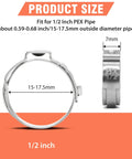 120 Pcs Half Inch PEX Cinch Clamps Rings 304 Stainless Steel Single Ear Hose Clamps size chart front and side view