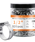 120 Pcs Half Inch PEX Cinch Clamps Rings 304 Stainless Steel Single Ear Hose Clamps Heavy Duty Crimp Rings For PEX Tubing Pipe Fitting Connections Value Set Ideal For Quick Organization And Durable Anti Corrosion Construction