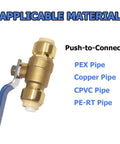 Half Inch Push Fit Full Port Ball Valve Shut Off Water Valve Push To Connect For PEX Copper CPVC PE RT Solid Brass Blue
