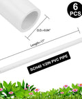 Six Piece Set Of Half Inch Schedule 40 PVC Pipe 17 Inch Length White For Indoor Outdoor DIY Projects with measurements shown