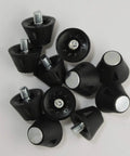Half Inch Steel Tip Black Football Studs 14 Pack With Wrench For All Conditions, showing steel-tipped studs scattered on white background.