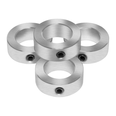 Half Inch Bore Solid Steel Shaft Collar Set With Zinc Plating, Four Pack, One Inch Outer Diameter, Seven Sixteenths Inch Wide
