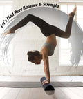 Woman doing yoga handstand on High Density EPP Half Round Back Roller Foam for Exercise Yoga Pilates and Stretching on mat indoors