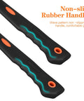 Close-up of the non-slip rubber handle of an Eight Ounce Straight Rip Claw Hammer With Fiberglass Handle Smooth Face Non Slip Grip.