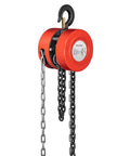 Red Hand Chain Hoist 1 Ton 2000 Lb Capacity 10 Ft Lift With 2 Heavy Duty Hooks, Steel Chain for Warehouse and Construction Use