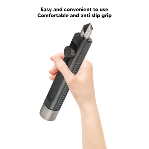 Person holding Tubing Deburring And Flaring Tool For Brake Lines Three Sixteenth To One Half Inch Hand Reamer for metal tubing.