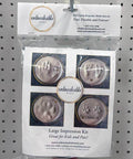 Unbreakable Bond Impression Kit No Bake Two Part Molding Putty With Gold Display Tin featuring hand and paw impressions guide.