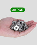 Hand holding 30-pack of Heavy Duty T Nuts One Quarter Inch 20 Thread Pack Of 30 304 Stainless Steel Four Jaw Tee Nuts