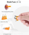 Hand holding a blade fuse from the 250 Piece US Grade Automotive Fuse Kit With Standard And Mini Blade Fuses Assortment.
