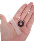Close-up of Garage Door Hinge Roller Sleeves Kit With 20 Silent Plastic Rollers And Clips For Noise Reduction in hand