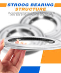 Hand holding 6 Pack 8 Inch Heavy Duty Lazy Susan Turntable Bearings, Steel Ball Bearing Swivel Base Plates with Smooth 360 Rotation