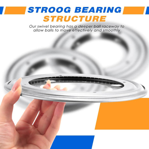 Hand holding 6 Pack 8 Inch Heavy Duty Lazy Susan Turntable Bearings, Steel Ball Bearing Swivel Base Plates with Smooth 360 Rotation