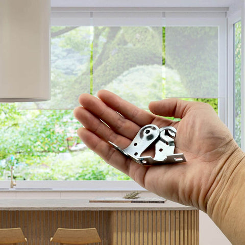 Heavy Duty Roller Shade Bracket Set For Window Drapery Hardware - Sturdy Metal Mounting Brackets With Screws And Plugs, 2 Pairs held in hand