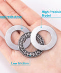 Six Set AXK2035 Needle Roller Bearings With Two AS Washers For Mower, Lawn Tractor, And Automotive Use, 35mm, 20mm, 4mm displayed in hand