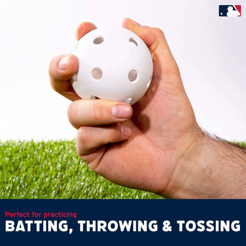 Hand holding Plastic Baseballs - MLB - Includes 8 Balls for Batting Practice or Backyard Baseball Play - Replacement Balls – 70mm Official Baseball Size - White