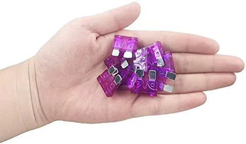 Hand holding a 50 Pack 3 Amp Blade Automotive Fuses for Cars and Trucks, Fast Acting 32V Standard Circuit Protection.