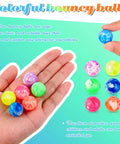 Colorful neon mini rubber bouncy balls held in hand, part of Small Bouncy Balls in Bulk Rubber High Bouncing Balls for Baby Toddler Birthday Party Favors Gift Game Prizes Vending Machines Fillers Outdoor Activities(500 Pc)