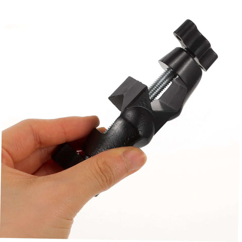Hand holding a piece from 2 Pack Boss Head Clamps for Right Angle Lab Stands Heavy Duty Zinc Alloy Clamp Poles Adjustable Clips for Woodworking