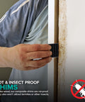 Hand installing Heavy Duty Composite Shims 12 Pack For Home Improvement And Leveling Never Rot Indoors Or Outdoors Stackable Table
