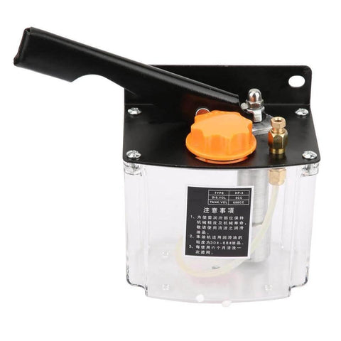 Hand Lubrication Pump 650cc Left Hand Operated Manual Grease Lubricator Pump for CNC Machine Tools with orange knob and M8x1 outlet