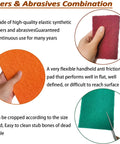 Assorted 6 X 9 Inch Hand Pads Coarse To Superfine For Grills And Garden Tools - red, orange, and green scouring pads held by hand