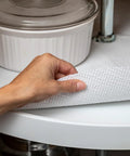 Hand adjusting Premium Circular Lazy Susan Shelf Liner Kit For Kitchen Cabinets And Pantry Shelves, Non Slip White Surface, 30 Inch Diameter