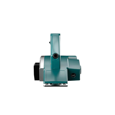 Effortless stock removal and precise edge chamfering from a 3.8 Amp handheld planer, 0-1 mm depth adjustment, 16,000 RPM, front view.
