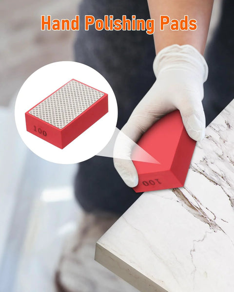 Diamond Polishing Pads Set 6 Grits 60 100 200 400 600 1000 With Foam Backing used on marble surface