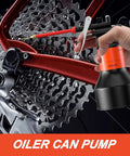 Using 350ml Hand Pump Oiler Can With Straight Spout High Pressure Lubrication Dispenser on bicycle chainring