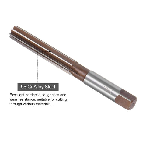 Hand Reamer 16mm H7 For Metal And Wood Holes, 9SiCr Alloy Steel Cutting Tool With Straight Flutes And Square Shank