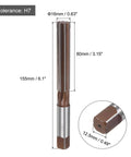 Hand Reamer 16mm H7 for metal and wood holes, 9SiCr alloy steel cutting tool with straight flutes and square shank, dimensions shown.