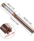 Pro Grade 3/8 Inch Hand Reamer in High Speed Steel H7 Tolerance, Six Straight Flutes, metalworking tool with dimensions.
