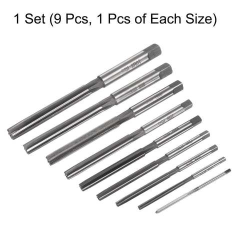 9-Piece Hand Reamer Set For Metal And Wood 2mm To 10mm H8 Tolerance With Straight Flutes Alloy Steel Cutting Tools uxcell