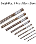 9 Piece Hand Reamer Set For Metal And Wood, H8 Tolerance, Metric Alloy Steel Reamers With Straight Flutes, 3mm to 16mm