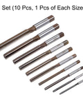 10 Piece Hand Reamer Set 3mm To 12mm H7 Tolerance In Alloy Steel With Straight Flutes For Precise Hole Enlargement And Finishing